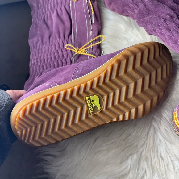 Sorel Boots Womens 9 Burgundy Purple Firenzy Tall Scrunch Slouch Lace Up Boho - Picture 8 of 8